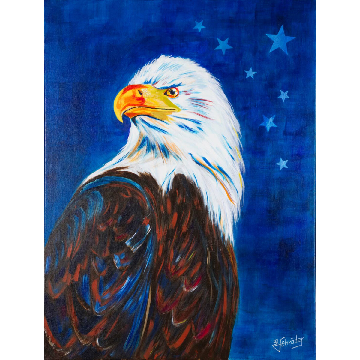 Leinwanddruck Adler, Weißkopfseeadler, American Eagle, modernes Bild auf Keilrahmen 50 x 40cm von BMS.ART