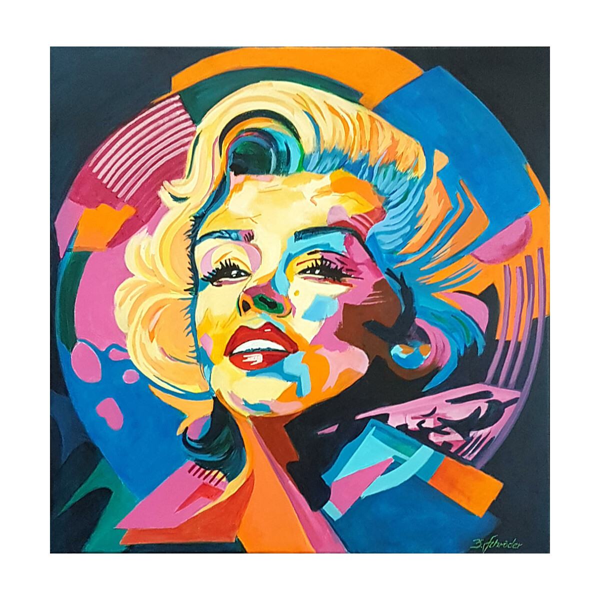 Leinwanddruck vom Original Acrylbild -Beauty Marylin- 60x60cm von BMS.ART