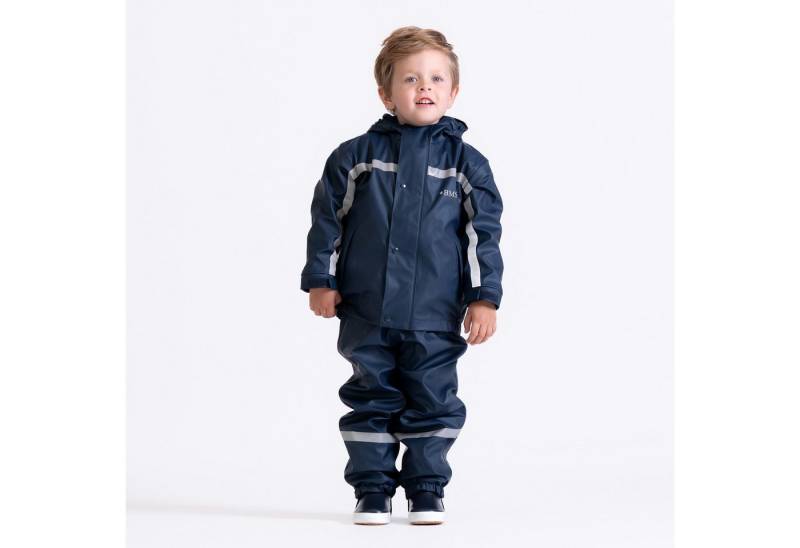 BMS Allwetterjacke gefütterte Kinderregen- und Matschjacke Rückenteil länger geschnitten von BMS
