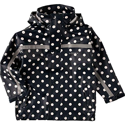 BMS Buddeljacke, Regenjacke für Kinder mit abnehmbarer Kapuze in marine + Punkte Größe 68 von BMS