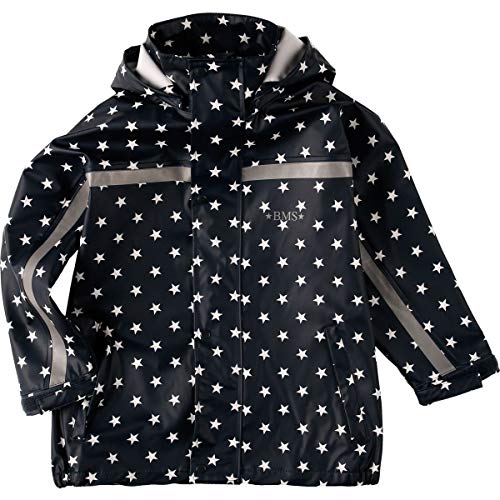 BMS Buddeljacke, Regenjacke für Kinder mit abnehmbarer Kapuze in marine + Sterne Größe 110 von BMS