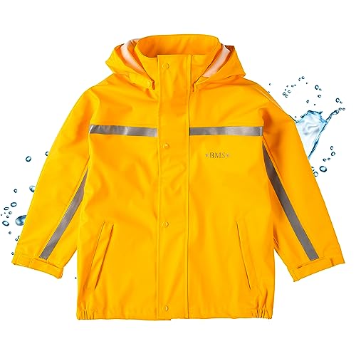 BMS Buddeljacke, Regenjacke für Kinder mit abnehmbarer Kapuze in gelb Größe 134 von BMS