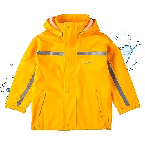 BMS Buddeljacke, Regenjacke für Kinder mit abnehmbarer Kapuze in gelb Größe 140 von BMS