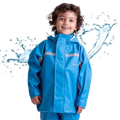 BMS Buddeljacke, Regenjacke für Kinder mit abnehmbarer Kapuze in hellblau Größe 116 von BMS