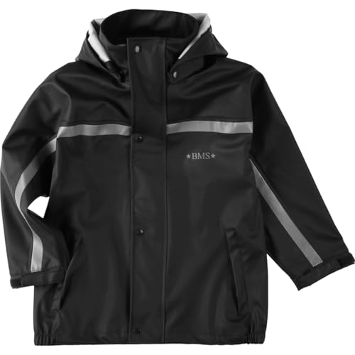 BMS Buddeljacke, Regenjacke für Kinder mit abnehmbarer Kapuze in schwarz Größe 98 von BMS