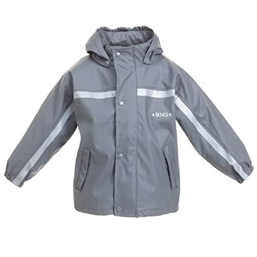 BMS Buddeljacke, Regenjacke für Kinder mit abnehmbarer Kapuze in coolgrey Größe 92 von BMS