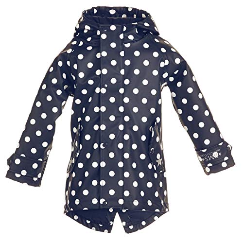BMS Kinder Regenmantel - 100% wasserdicht - marine mit weissen Punkten - 146 von BMS