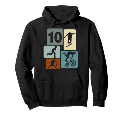 Skater Jungs 10 Jahre BMX Fahrer 10 Geburtstag Jungs Skaten Pullover Hoodie von BMX Jungen Geburtstag Geschenke Skaten Scooter