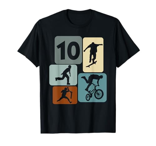 Skater Jungs 10 Jahre BMX Fahrer 10 Geburtstag Jungs Skaten T-Shirt von BMX Jungen Geburtstag Geschenke Skaten Scooter