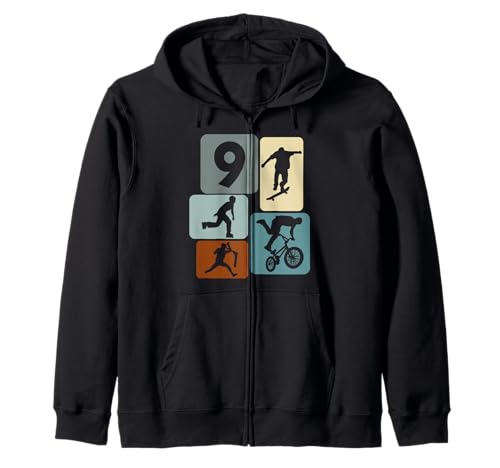 Skater Jungs 9 Jahre BMX Fahrer 9 Geburtstag Jungs Skaten Kapuzenjacke von BMX Jungen Geburtstag Geschenke Skaten Scooter