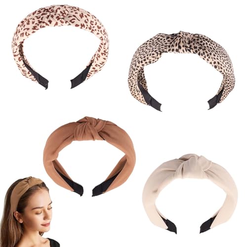BMYUK Haarbänder für Damen und Mädchen, Boho-Stil, breiter Knoten, Turban-Stoff, rutschfest, Haarschmuck, 4 Stück BMYUK Haarbänder für Damen und Mädchen, Boho-Stil, breiter Knoten, Turban-Stoff, rutschfest, Haarschmuck, 4 Stück von BMYUK