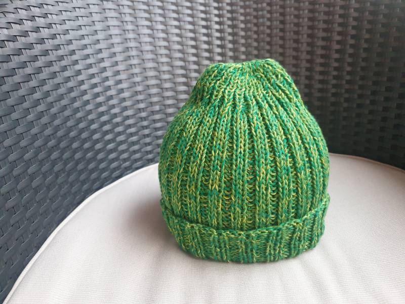 Handgestrickte Mütze - Bambus/Baumwolle Handgefertigt Gestrickt Grün/Gelb von BMkreativShop