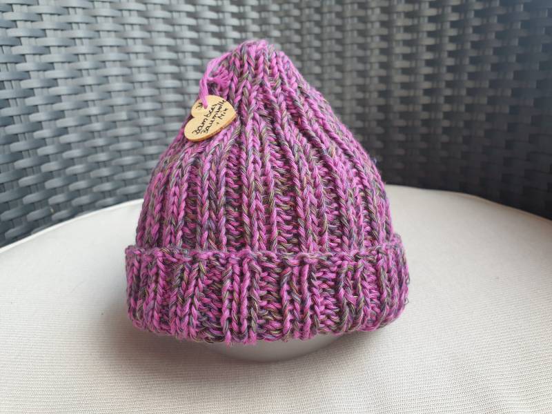 Handgestrickte Mütze - Kindermütze Bambus/Baumwolle Handgefertigt Gestrickt Pink -Multicolor von BMkreativShop