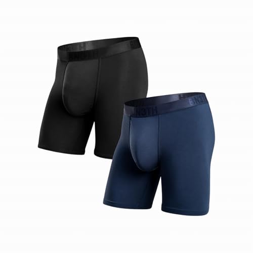 BN3TH Klassische Icon Herren-Boxershorts mit 3D-Beutel, atmungsaktiv, scheuernd, ultraweich, kein Rollbund, 16,5 cm Schrittlänge, 2 Stück, Schwarz/Marineblau, Large BN3TH Klassische Icon Herren-Boxershorts mit 3D-Beutel, atmungsaktiv, scheuernd, ultraweich, kein Rollbund, 16,5 cm Schrittlänge, 2 Stück, Schwarz/Marineblau, Large von BN3TH