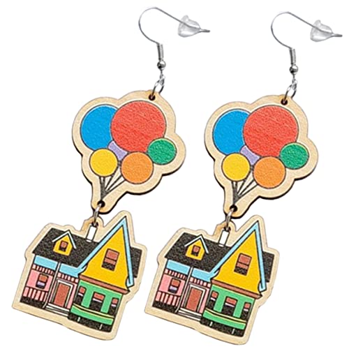 1 Paar Holzhaus Anhänger Ohrringe für Frauen Dangle Design Chic Vintage Geschenk für Feiertage Besondere Anlässe, die Accessoire für jedes Outfit fangen von BNCXMO