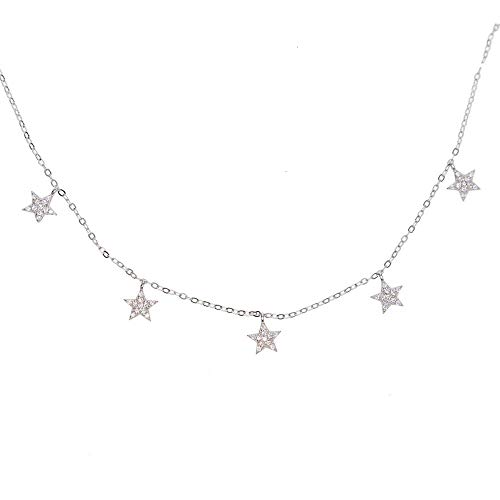 BNCXMO 925 Sterling Silber Charm Star Choker Halskette 5 PC Anhänger Schicht Halskette Schmuck für Frauen Party Geschenk von BNCXMO
