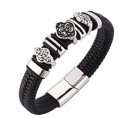 BNCXMO Geschenk für Männer Armband, Herrenarmbänder Gravurblüten Herrenarmband -Gravur -Handgelenkkette Edelstahl mit Magnetverschluss, Länge 16,5 cm, Faux ohne von BNCXMO