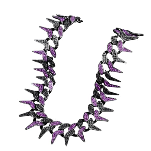 BNCXMO Hip Hop 24 mm schwere Purpke aus CZ Stones Cuban Thons Link Chain Halskette für Männer Charme Schmuck Geschenk von BNCXMO