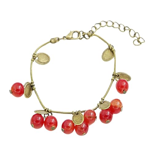 BNCXMO Mädchen Accessoires Kirscharmband Armbänder Statement Armbänder für Frauen Accessoires Kette Hand Charms Dainty Red Halskette von BNCXMO