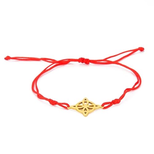 BNCXMO Mädchen Juwelier Anhänger Hexerei Mond Göttin Titanium Stahl Pentagramm Box Kette Wicca Schmuck Witch Knoten Amulettarmband für Frauen rot Seile Armbänder Accessoires von BNCXMO