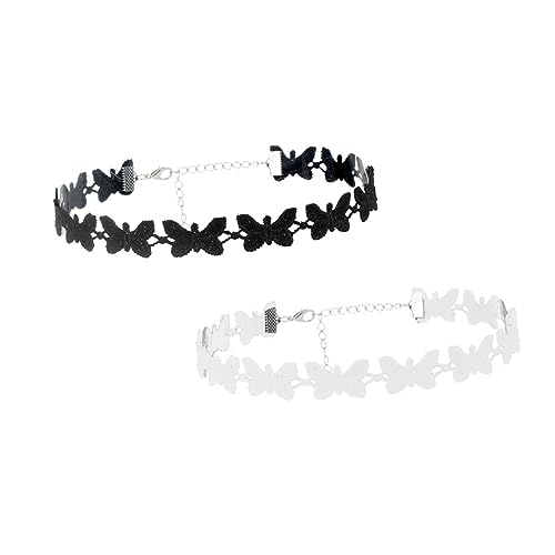 BNCXMO Mädchen Schmuck 2pcs Schmetterling Halskette Mode Pullover Accessoires Stilvolle Spitzen -Choker -Schmuck für das tägliche Leben Halskette von BNCXMO