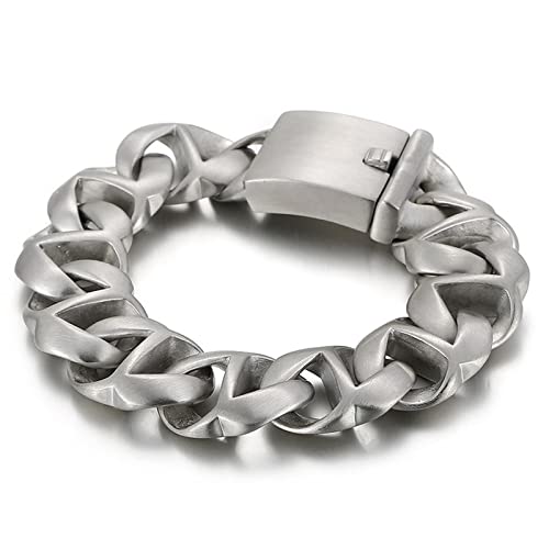 BNCXMO Männer aus rostfreiem Stahl, glattes Sand, Bordsteinkette, personalisiertes Armband, Geschenkidee für Männer von BNCXMO