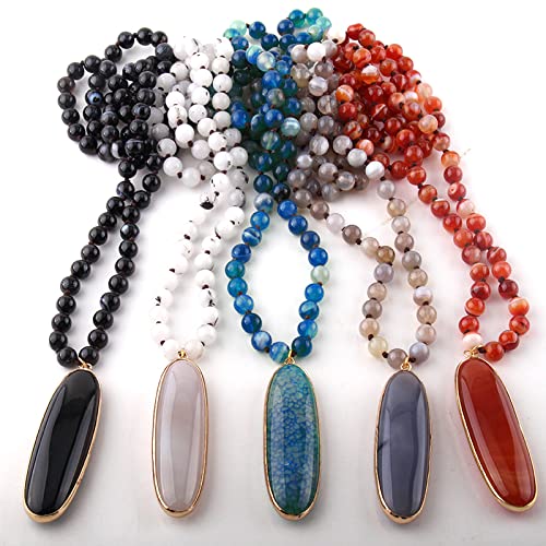 BNCXMO Modeschmuck knotte lange Steinhänger für Frauen ethnische Halskette, Weiß, 86 cm BNCXMO Modeschmuck knotte lange Steinhänger für Frauen ethnische Halskette, Weiß, 86 cm von BNCXMO