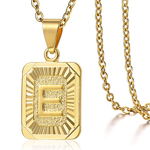 BNCXMO Rechteck anfänglicher Brief Anhänger Charme für Herren Womens Plated Hauptschreiben Anhänger Halskette 18inch von BNCXMO