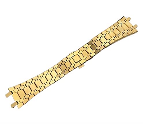 BNCXMO Schwarzes Gold Silber Uhrband 21mm 26mm Männer Frauen Edelstahl -Uhrenband Armband für AP Royal Oak Gurt Klappschnalle von BNCXMO