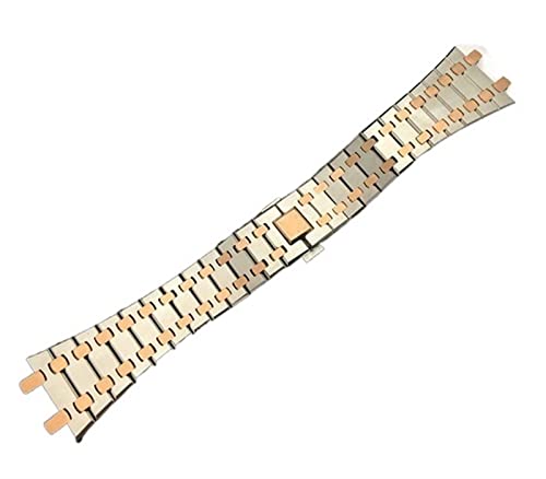 BNCXMO Schwarzes Gold Silber Uhrband 21mm 26mm Männer Frauen Edelstahl -Uhrenband Armband für AP Royal Oak Gurt Klappschnalle von BNCXMO