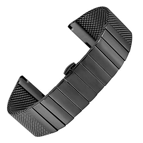 BNCXMO Uhrengurt, 18/20/22/24 mm Edelstahl Uhrengurtpoliertes Mesh Steel Band für Männer Frauen Armbandwatch Armband (Farbe: Silber, Größe: 24 mm) von BNCXMO