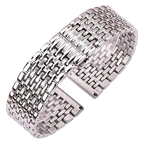 BNCXMO Uhrengurt, Edelstahlgurt Armband Frauen Männer 16mm 18 mm 20 mm 22 mm silberne Endgurt Accessoires Armband (Bandfarbe: Silber, Bandbreite: 18 mm) von BNCXMO