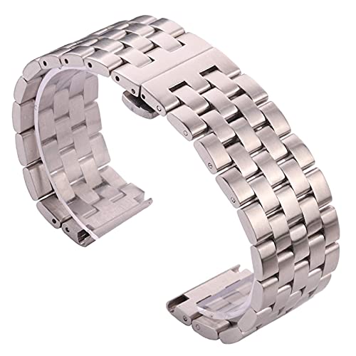 BNCXMO Uhrengurt, Gurtarmband 20mm 22 mm 24 mm 26 mm Damen Männer Silber Armband Edelstahlband Armband (Bandfarbe: Silber, Bandbreite: 26 mm) von BNCXMO