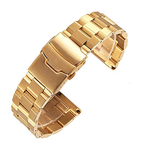 BNCXMO Wachgurt Edelstahlarmband 18mm 20 mm 22 mm 24 mm massives Metall Herren -Doppelklettungszubehör /23 mm/Slver von BNCXMO