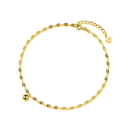BNCXMO Zögeres Knöchelarmband - Authentische 925 Sterling Silber Mode Minimalist Sweet Perlen Kette Kette für Frauen Frau (Farbe: Gold) von BNCXMO