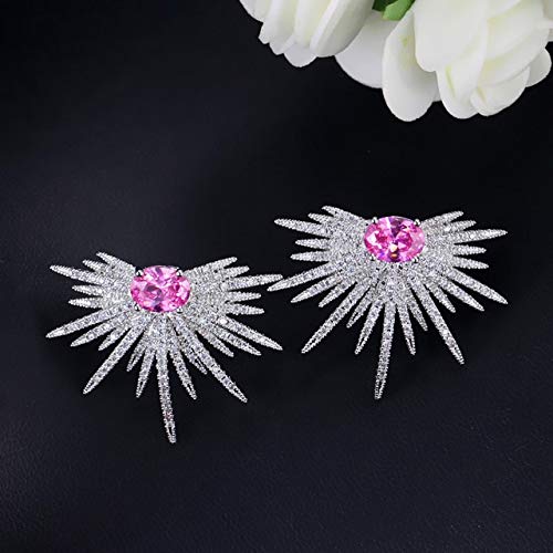 EXKLUSIVE Pink Pink Cubic Zirconia Farbe Big Stud Ohrring Schmuck für Frauen von BNCXMO