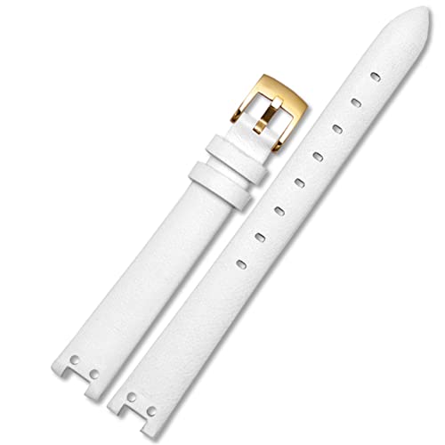 Echtes Leder Uhrengurt für Anne Klein Watchband Notch AK Girl Einfacher eleganter Gürtel kleines Zifferblatt Retro Uhren Band 12mm Weiß von BNCXMO