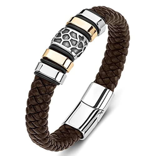 Geschenk für Männer Armband Jungen, Charmearmband Weihnachten gewebtes Armbänder Männer braun ein Armband Edelstahl mit Magnetverschluss, Länge 18,5 cm, Faux, ohne Zirkonia Geschenk für Männer Armband Jungen, Charmearmband Weihnachten gewebtes Armbänder Männer braun ein Armband Edelstahl mit Magnetverschluss, Länge 18,5 cm, Faux, ohne Zirkonia von BNCXMO