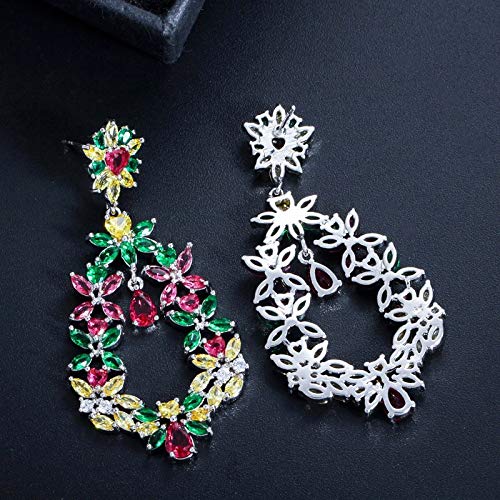 Großer Party Schmuck Kubikzirkonia Langblumentropfen Große Größe ausgefallene Ohrringe für Frauen von BNCXMO