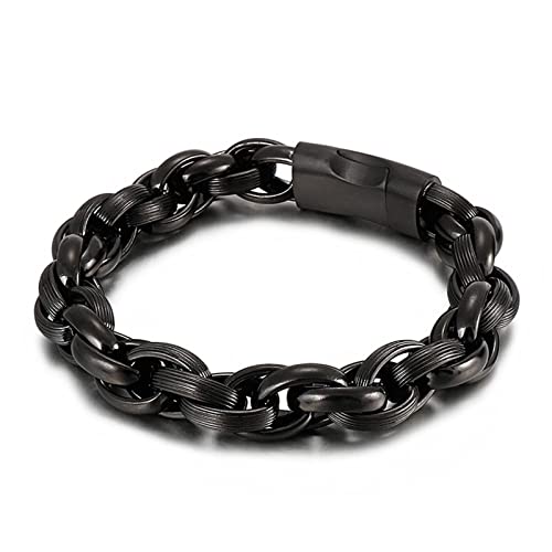 Herren Edelstahl Gliederarmbänder Doppelringe Mehrschichtige Armbänder für Männer Hip-Hop-Kette für Männer Jungen, 220x11mm, A Herren Edelstahl Gliederarmbänder Doppelringe Mehrschichtige Armbänder für Männer Hip-Hop-Kette für Männer Jungen, 220x11mm, A von BNCXMO