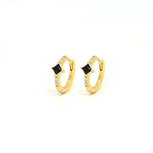 Kleine schwarze Zirkon -Reifenoopringe für Frauen runden Kreis Piercing Ohrringschmuck von BNCXMO