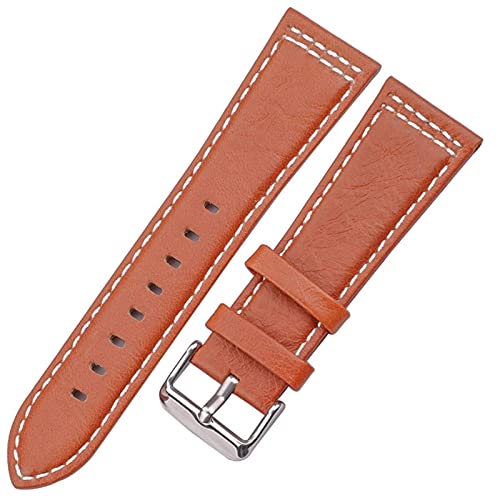 Leder Uhrengurt echte Leder -Uhren -Bänder Gürtel 22mm 24 mm Frauen Männer schwarz braun blau orange Uhrenbandsgurt mit Edelstahlnadel Schnalle von BNCXMO