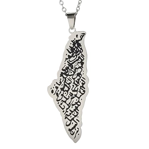 Mädchenprodukte 925 Sterling Silber Palästina Halskette für Männer, Palästina Karten Halskette Anhänger arabisch afrikanische Palästinensische Schmuck, Palästina -Halskette für Frauen, Palästina von BNCXMO