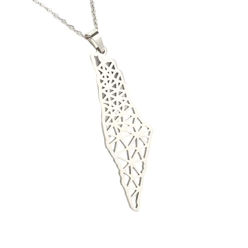 Mädchenprodukte 925 Sterling Silber Palästina Halskette für Männer, Palästina Karten Halskette Anhänger arabisch afrikanische Palästinensische Schmuck, Palästina -Halskette für Frauen, Palästina von BNCXMO