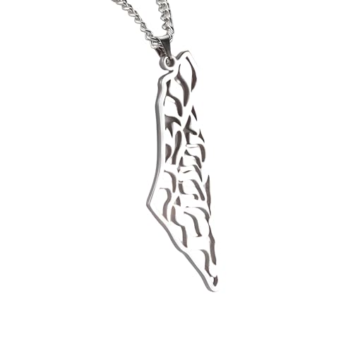Mädchenprodukte 925 Sterling Silber Palästina Halskette für Männer, Palästina Karten Halskette Anhänger arabisch afrikanische Palästinensische Schmuck, Palästina -Halskette für Frauen, Palästina von BNCXMO
