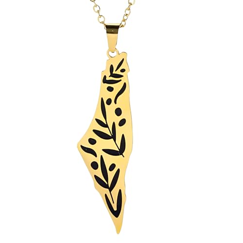 Mädchenprodukte 925 Sterling Silber Palästina Halskette für Männer, Palästina Karten Halskette Anhänger arabisch afrikanische Palästinensische Schmuck, Palästina -Halskette für Frauen, Palästina von BNCXMO