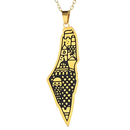 Mädchenprodukte 925 Sterling Silber Palästina Halskette für Männer, Palästina Karten Halskette Anhänger arabisch afrikanische Palästinensische Schmuck, Palästina -Halskette für Frauen, Palästina von BNCXMO