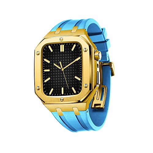 Männer Frauen Militär Metallkoffer für die IWatch -Serie 7/SE/6/5/4 Silikongurt Schockdopfer Stoßfänger für Band 45 mm 44mm Business Casual Style Watch Armband von BNCXMO
