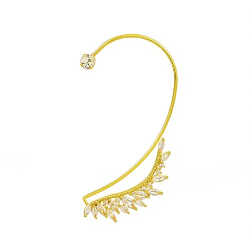 Modeohrringe, Ohrringe, 1 Stück glänzender Kristallblattflügel Ohrclip ohne durchdringende Clip -Ohrringe für Frauen Mode einfache Ohrmanschette Hochzeit Schmuck Geschenk (Farbe: Links Gold) von BNCXMO