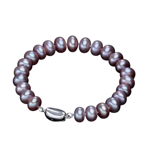 NEU 2026 UNISEX Trendy 925 Sterling Silber Brot Perle natürliche Süßwasserperlenarmbänder für Frauen, 8-9 mm Länge, weiß rosa lila Mischungsdekoration Schmuck Luxuszubehör für Frauen und Männer von BNCXMO